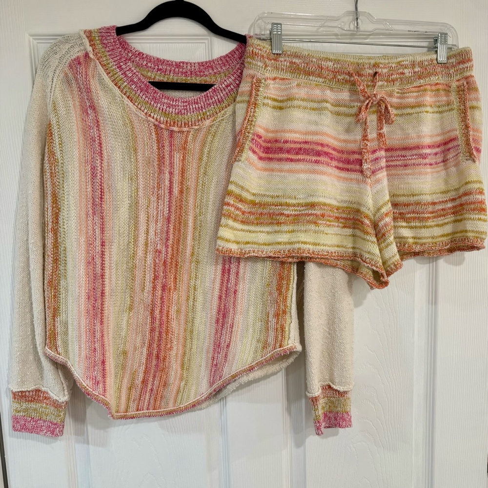 Striped Knit Sweater and Shorts Set